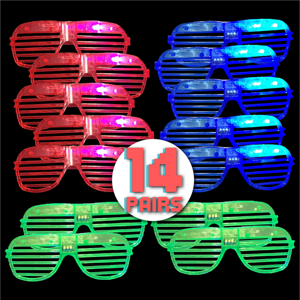 Kaitek 14 Pack Halloween LED Glasses & Shutter Shades, Glow in the Dark Glasses & Kids Party Favor