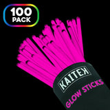 Kaitek Glow Stick Party Favors for Halloween Neon Theme Party Glow in the Dark Sticks (Pack of 100) - Pink