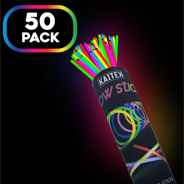 Kaitek Glow Stick Party Favors for Halloween Neon Theme Party Glow in the Dark Sticks (Pack of 50)