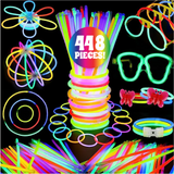 Kaitek Glow Sticks Party Favor - 448 Pcs for Halloween Neon Theme, Glow in the Dark Party Combo Pack