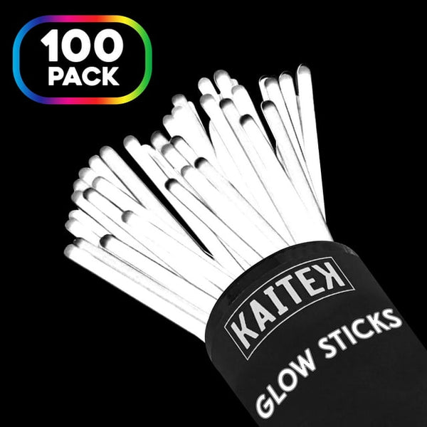 Kaitek Glow Sticks Party Favors for Halloween Party Glow in the Dark Sticks (Pack of 100) - White