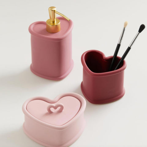 Pink Heart Brush Holder