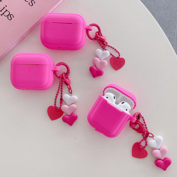 Pink Heart Charm Airpod Case