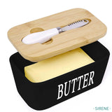 Sirene Butter Dish with Silicone Lid, Stainless Steel Multipurpose Butter Knife - Black