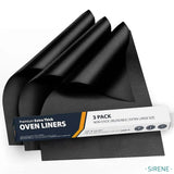 Sirene Oven Liners for Bottom of Oven - 3 Pack Large Heavy Duty Mats, 17”x25”, BPA & PFOA Free - Black