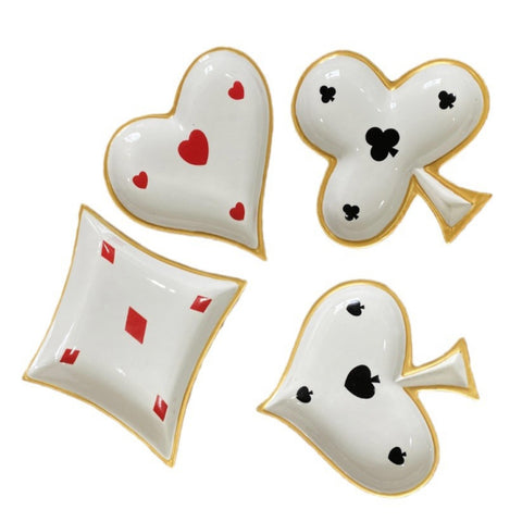 Heart Diamond Spade Club Trinket Tray Set